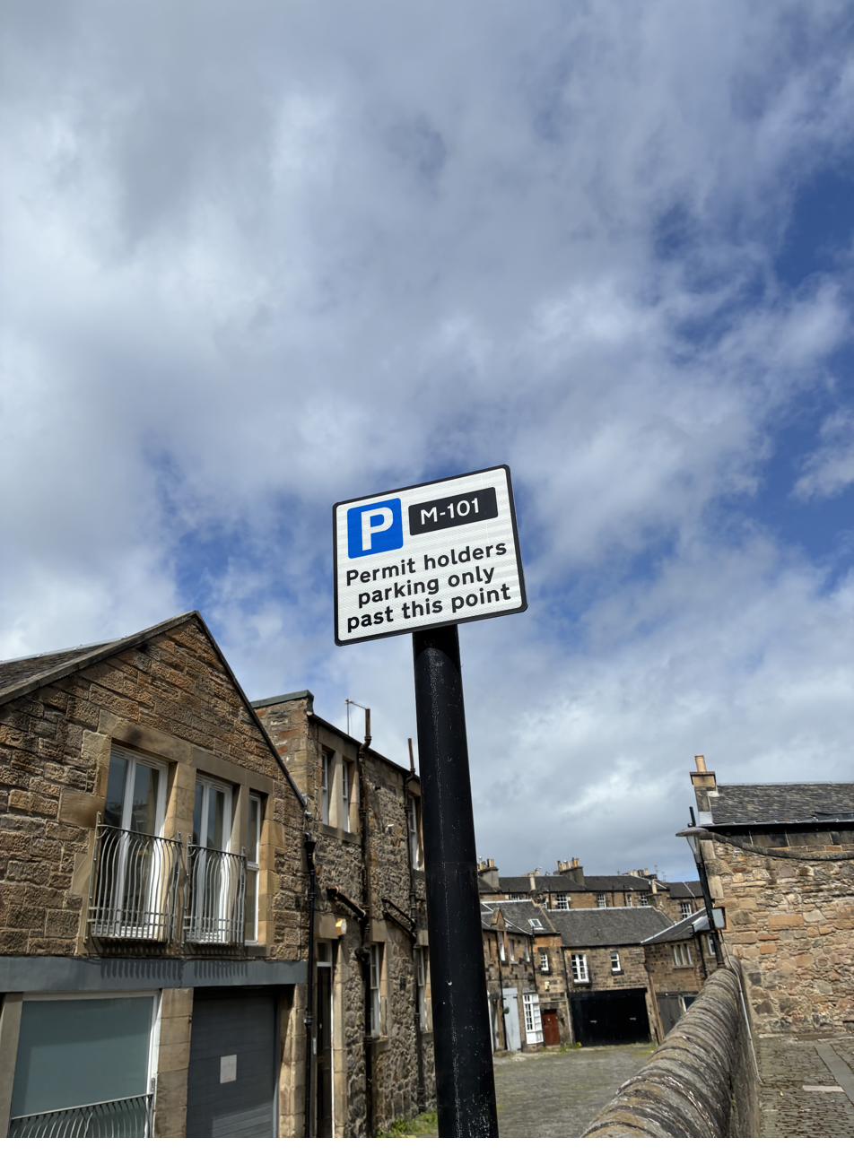 Edinburgh permit holders parking only sign with zone code M-101